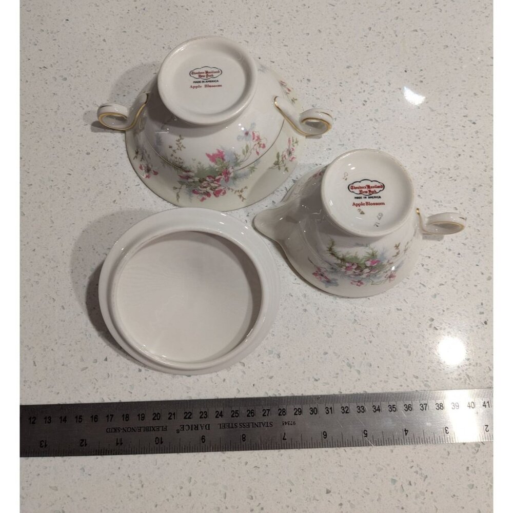 Vintage Theodore Haviland Apple Blossom Cream Sugar Set - Picture 9 of 16